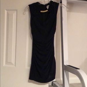 Navy blue with bling neck tight dress